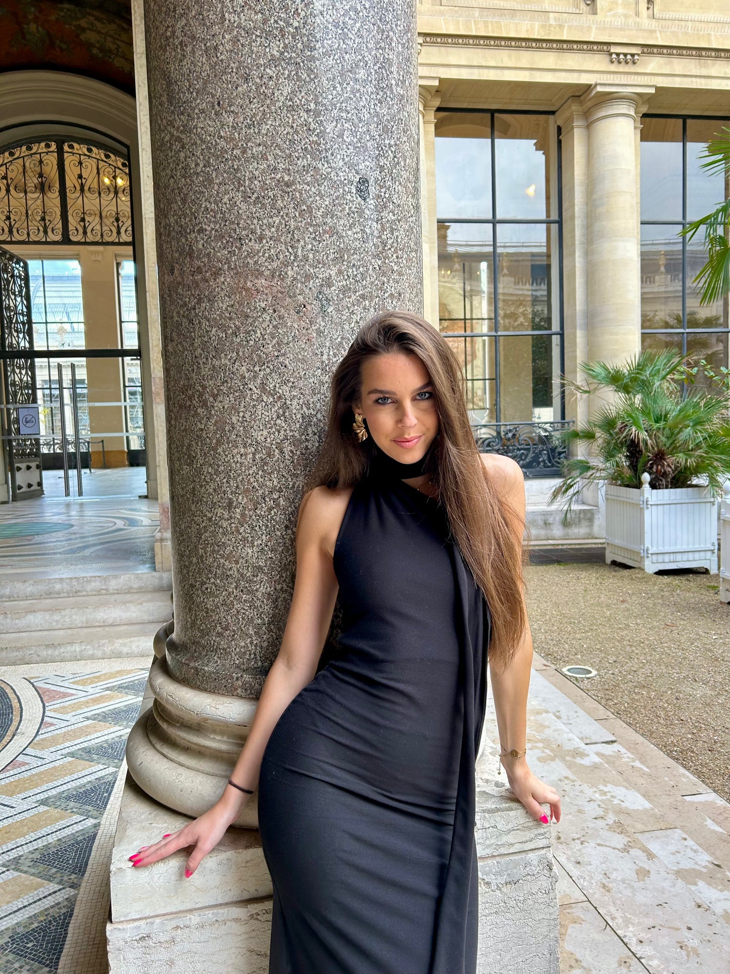 Robe moulante écharpe Noir